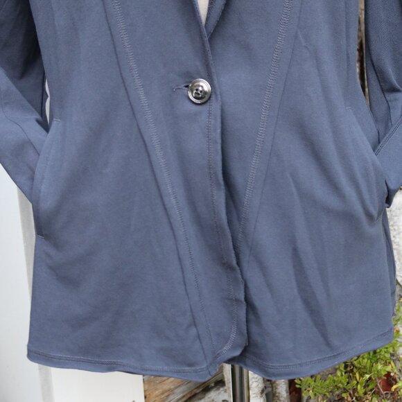 Nic + Zoe Slate Blue Knit Cotton Blend 1 Button Cardigan Blazer Jacket Sz LARGE - Picture 3 of 9